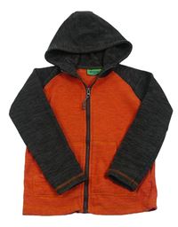 Tmavošedo-oranžová fleecová funkční propínací mikina s kapucí Mountain Warehouse