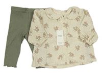 2set - Smotanová kvetovaná mušelínová halenka+ khaki legíny M&S