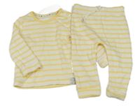 2set - Bílo-žluté pruhované žebrované triko + kalhoty George