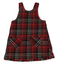 Červeno-čierne kockované na traké šaty Matalan