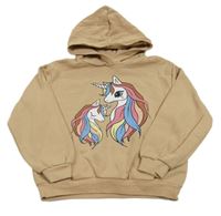 Béžová mikina s jednorožcami a kapucňou H&M