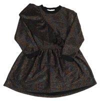 Čierno-farebně trblietavé šaty s volánikom