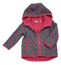 Tmavomodro-růžová vzorovaná softshellová bunda s kapucí Liegelind