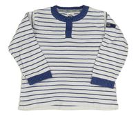 Bielo-tmavomodrý pruhovaný sveter Zara