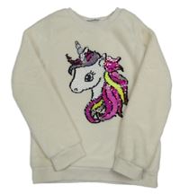 Smotanová plyšová mikina s jednodožcem z flitrů H&M