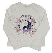 Bílé triko yin yang znakem Primark