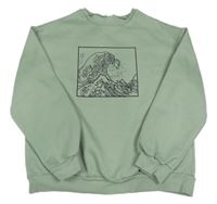 Olivová mikina s potlačou SHEIN