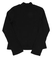 Černé žebrované crop triko se stojáčkem Next