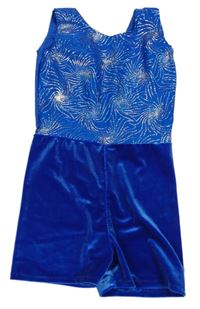 Modrá třpytivo/sametový cvičební overal 