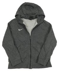Tmavošedá propínací mikina s kapucí Nike