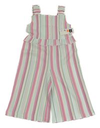 Nové - Bielo-ružový pruhovaný nohavicový overal Dunnes