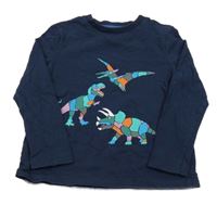 Tmavomodré triko s dinosaury M&S