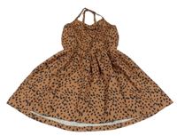 Hnedo-čierne bodkovaná é ľahké šaty