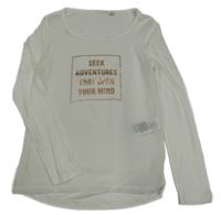 Biele tričko s šifonem a nápisom Tom Tailor