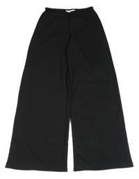 Černé strukturované široké kalhoty H&M