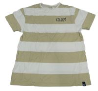 Béžovo-bílé pruhované tričko s nápisem C&A