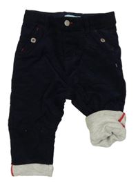 Tmavomodré podšité manšestráky OBaïBi