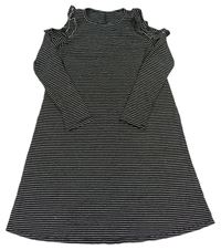Čierno-biele pruhované šaty s volnými rameny River Island