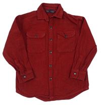 Červeno-čierna pruhovaná flanelová košeľa Next
