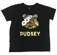 Černé tričko s Pudsey z překlápěcích flitrů George