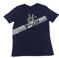 Tmavomodré tričko s potiskem The Voice H&M