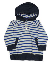 Smetanovo-modrá pruhovaná mikina s kapucňou H&M