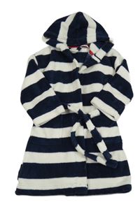 Tmavomodro-bílý pruhovaný chlupatý župan s kapucí John Lewis