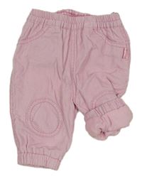 Světlerůžové podšité manšestrové kalhoty 