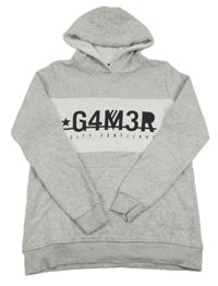 Sivá melírovaná mikina s nápisom a kapucňou Pepperts vel. 176