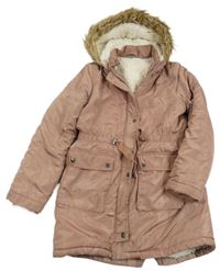 Staroružová šušťáková zimná parka s kapucňou Destination