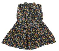 Tmavomodré kvietkovane menšestrové košeľové šaty C&A