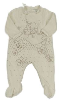 Smotanový zamatový overal s výšivkou Du Parail