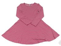 Ružovo-biele pruhované kolové šaty Yigga