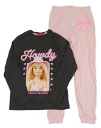 Nové - Tmavošedo-světlerůžové pyžamo Barbie