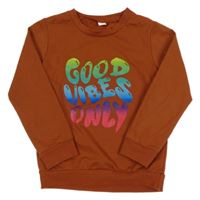 Skořicová mikina s nápisom