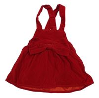 Červená zamatová na traká sukňa s mašlou