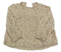 Smetanová kytičkovaná mušelínová halenka George 