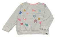 Sivo-biela pruhovaná mikina s hviezdami Next