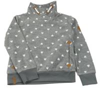 Sivá fleecová mikina so srdiečkami a komínovým golierom Yigga