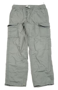 Sivé plátenné nohavice s vreckami