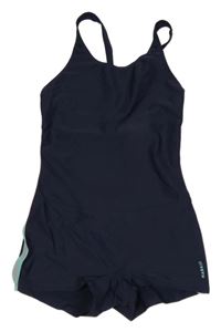 Tmavomodré jednodílné nohavičkové plavky Nabaiji