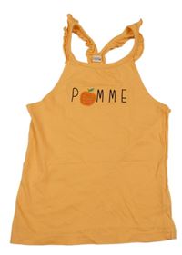 Oranžový top s nápisom a volánikmi Zeeman