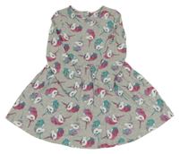 Sivé melírované šaty s jednorožcami Tu