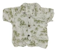 Bílo-khaki košile s potiskem 