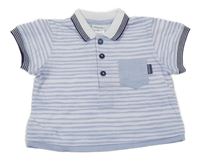 Světlemodro-biele oversize polo tričko Tutto Piccolo