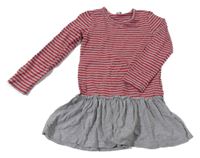Červeno-šedá pruhovaná peplum tunika