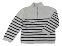 Sivo-čierny pruhovaný sveter so stojačikom H&M