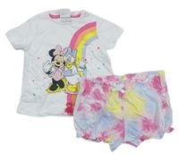 2Set - Biele tričko s Minnie a Daisy + batikované kraťasy Disney