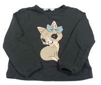 Čiernošedá crop mikina s mačičkou H&M
