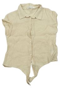 Smetanová mačkaná letní crop halenka H&M
